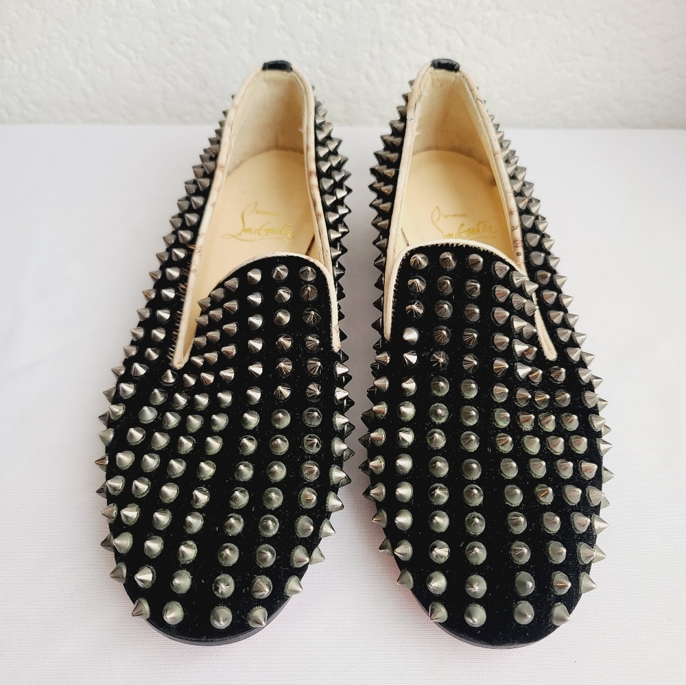 Black Studded Women's Loafers